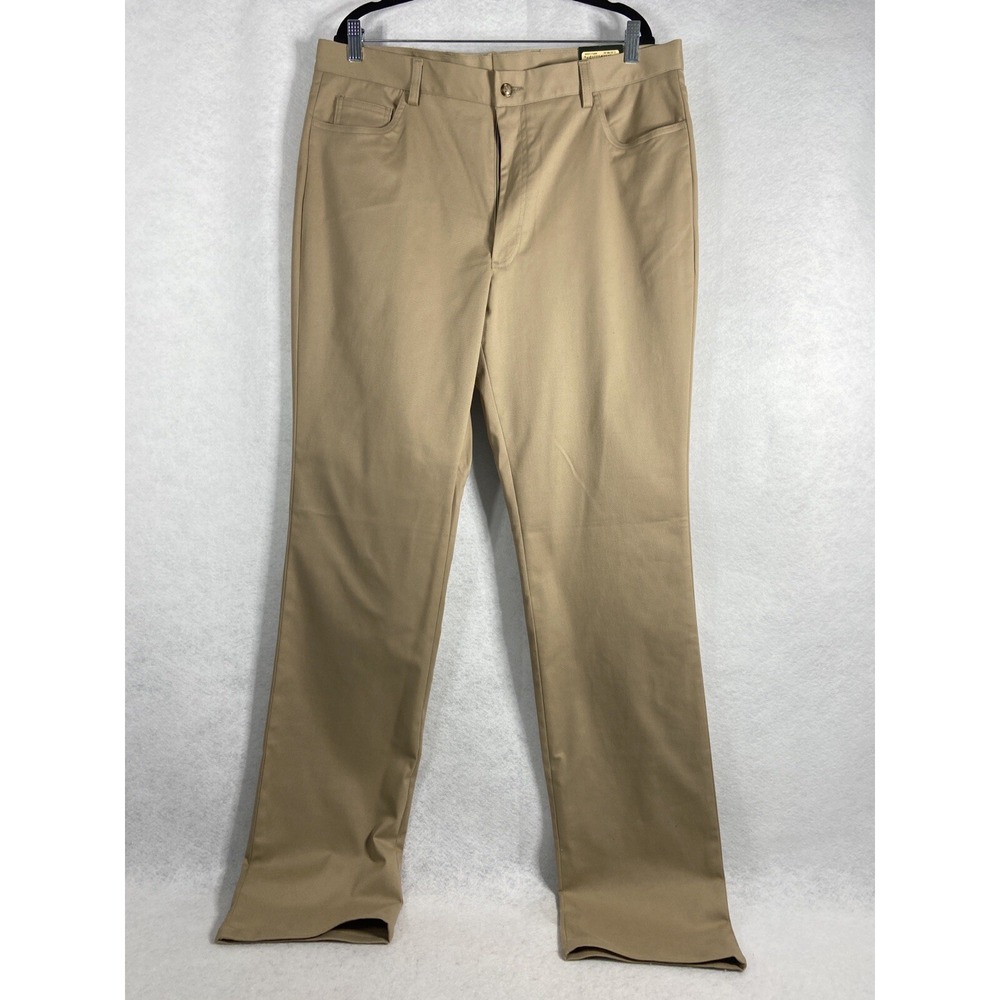 Berle Pants Mens 38x37 Khaki Flat Front Straight Leg Chino New